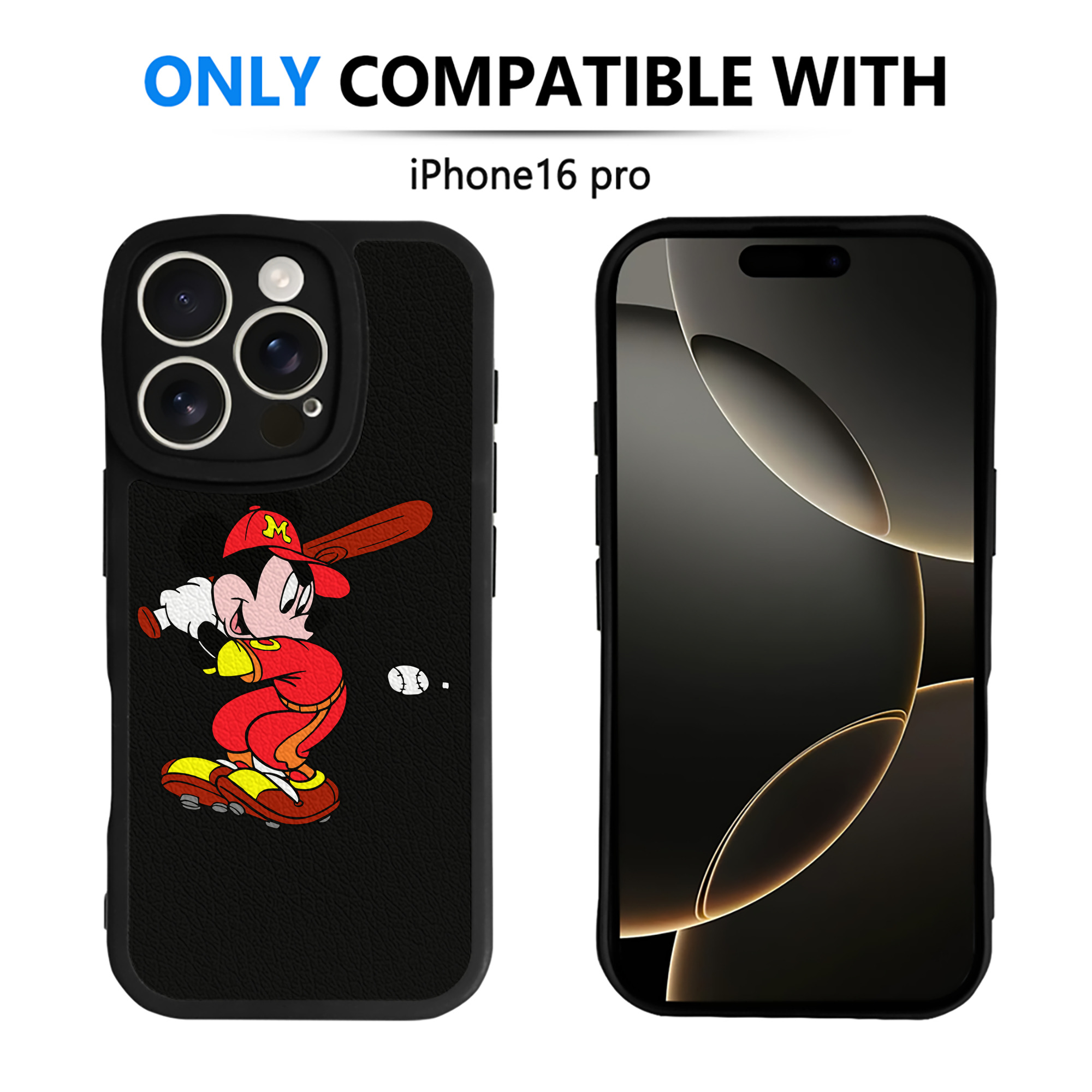 （画像用） ミッキーマウス Mickey Mouse 【iPhone 16シリーズ対応】シリコンスマホケース（レザー調） 材質：シリコン